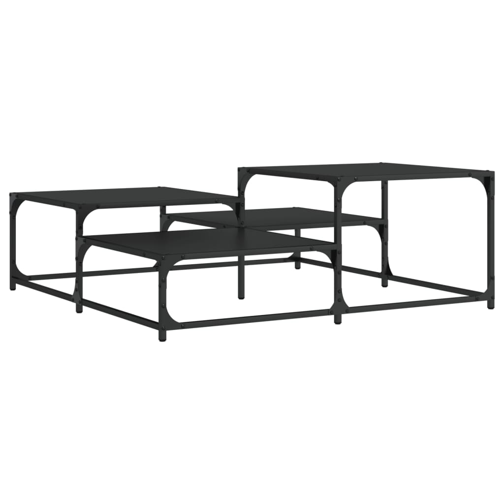 Salontafel 107x107x40 cm bewerkt hout zwart is nu te koop bij PeponiXL, paradijselijk wonen!