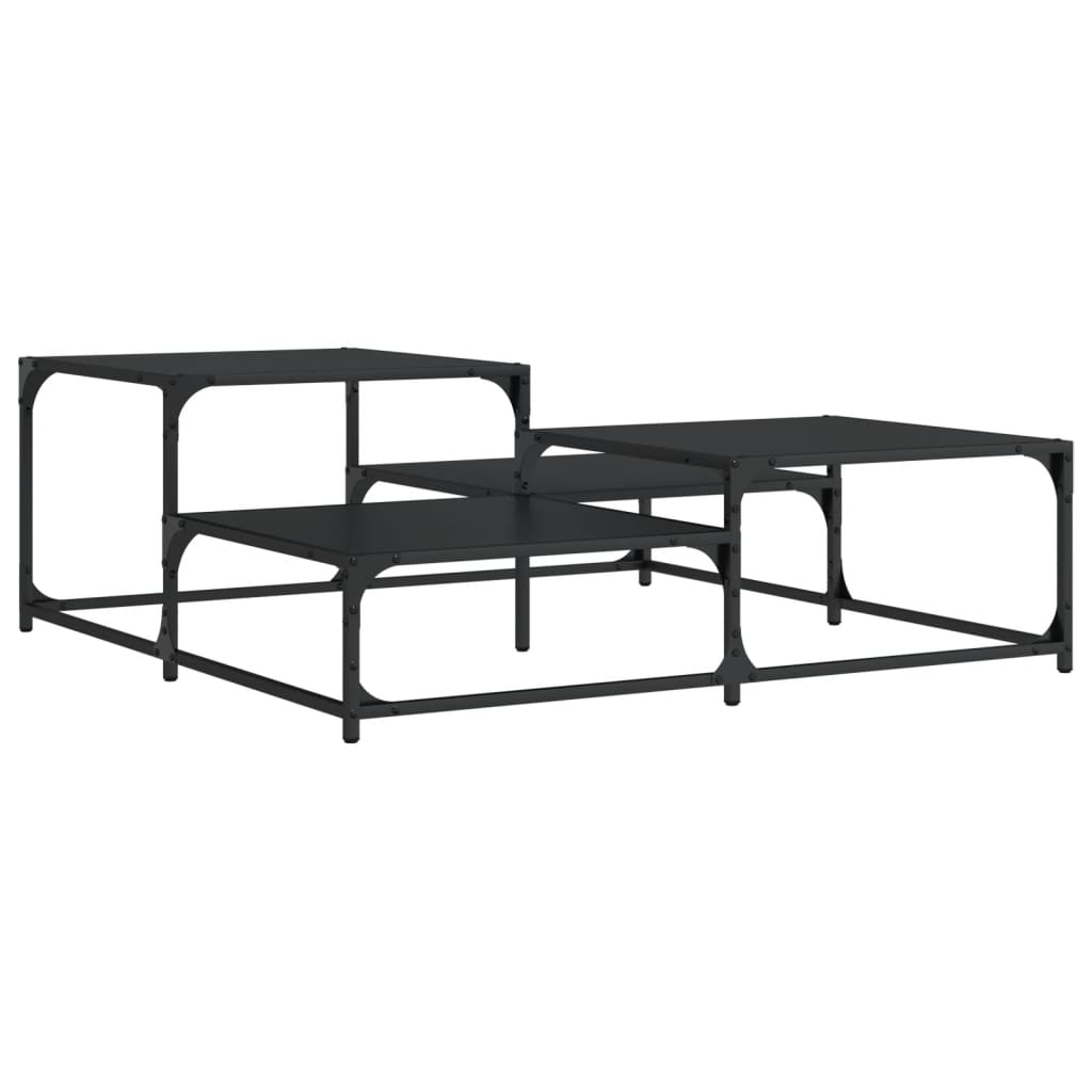 Salontafel 107x107x40 cm bewerkt hout zwart is nu te koop bij PeponiXL, paradijselijk wonen!
