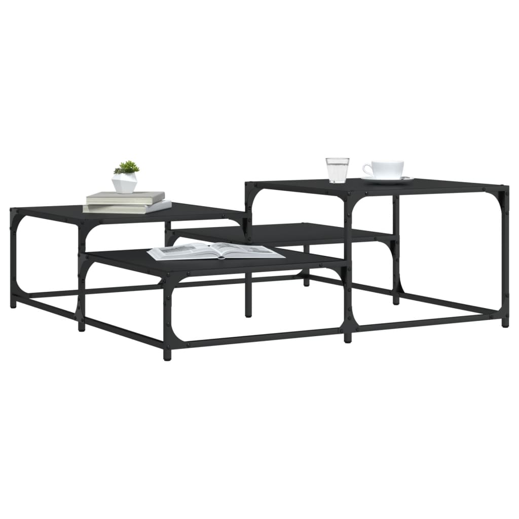 Salontafel 107x107x40 cm bewerkt hout zwart is nu te koop bij PeponiXL, paradijselijk wonen!