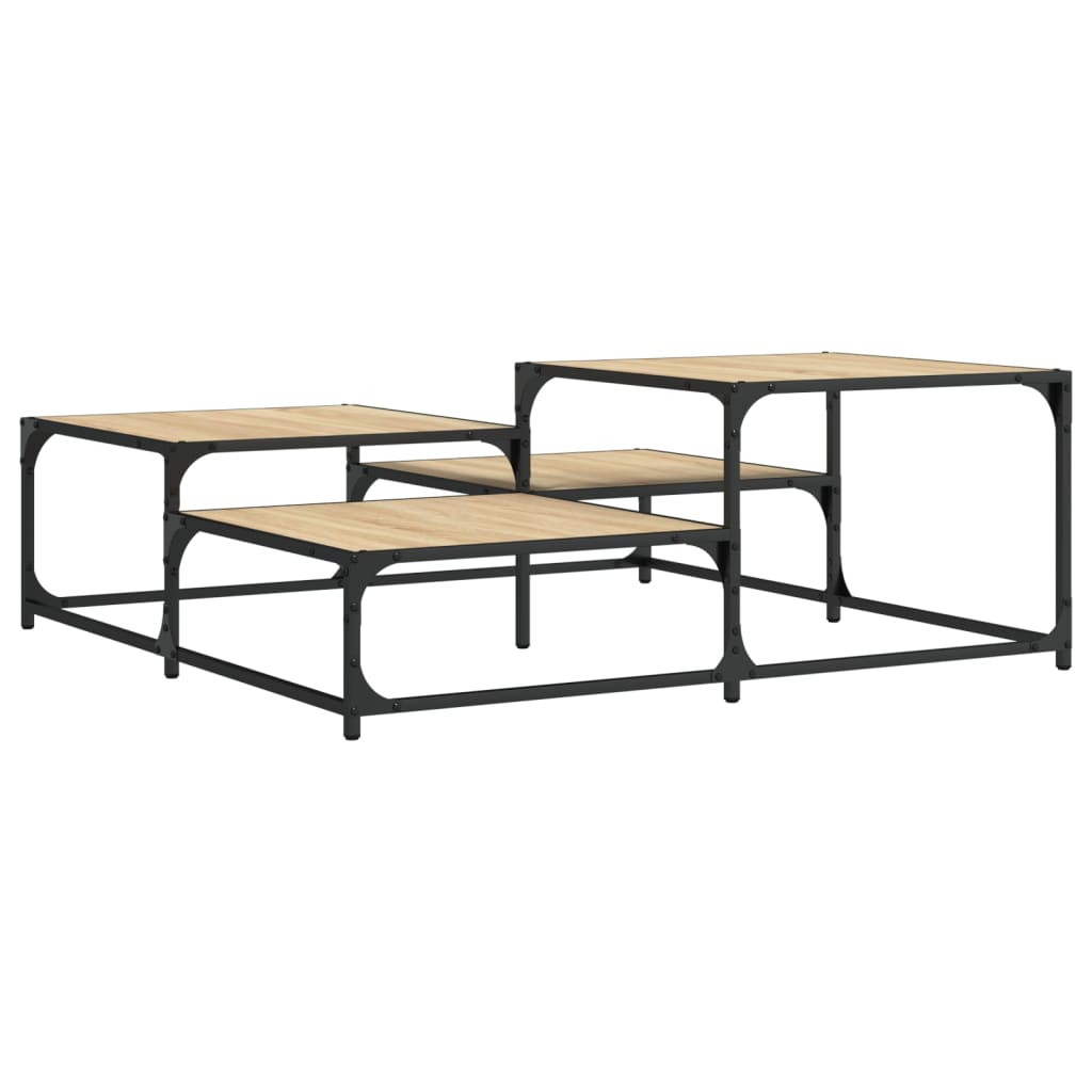 Salontafel 107x107x40 cm bewerkt hout sonoma eikenkleurig is nu te koop bij PeponiXL, paradijselijk wonen!