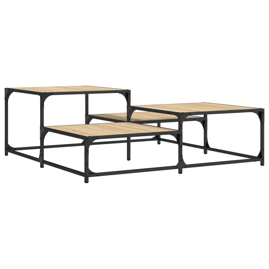 Salontafel 107x107x40 cm bewerkt hout sonoma eikenkleurig is nu te koop bij PeponiXL, paradijselijk wonen!