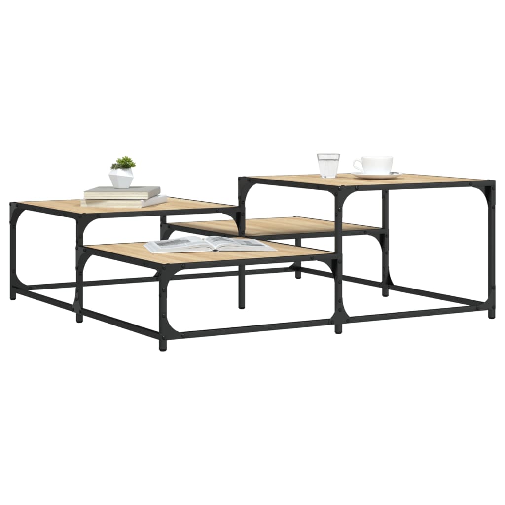 Salontafel 107x107x40 cm bewerkt hout sonoma eikenkleurig is nu te koop bij PeponiXL, paradijselijk wonen!