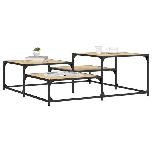 Salontafel 107x107x40 cm bewerkt hout sonoma eikenkleurig is nu te koop bij PeponiXL, paradijselijk wonen!