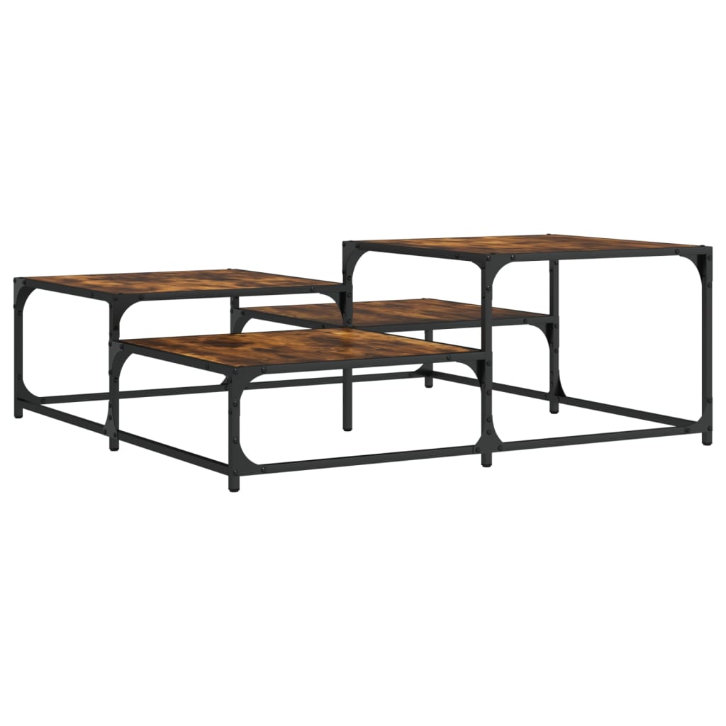Salontafel 107x107x40 cm bewerkt hout gerookt eikenkleurig is nu te koop bij PeponiXL, paradijselijk wonen!