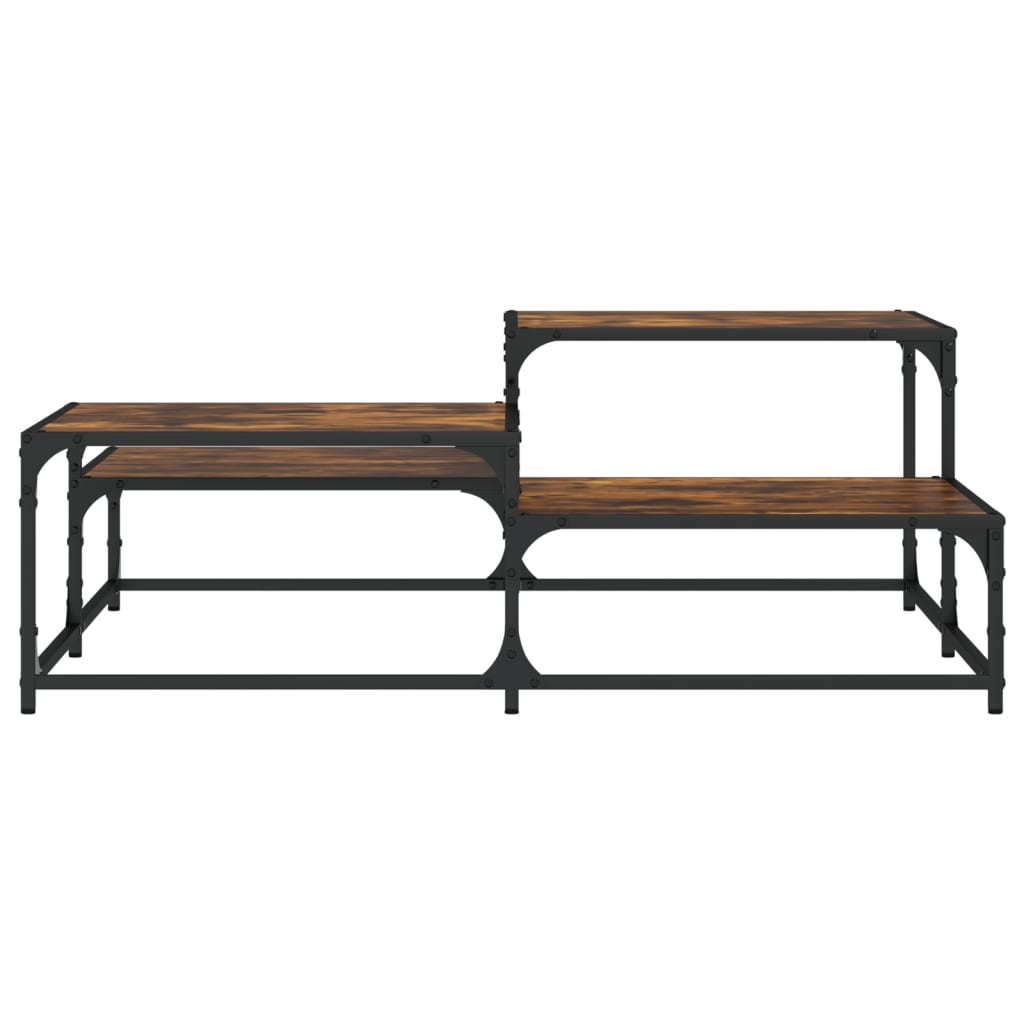 Salontafel 107x107x40 cm bewerkt hout gerookt eikenkleurig is nu te koop bij PeponiXL, paradijselijk wonen!