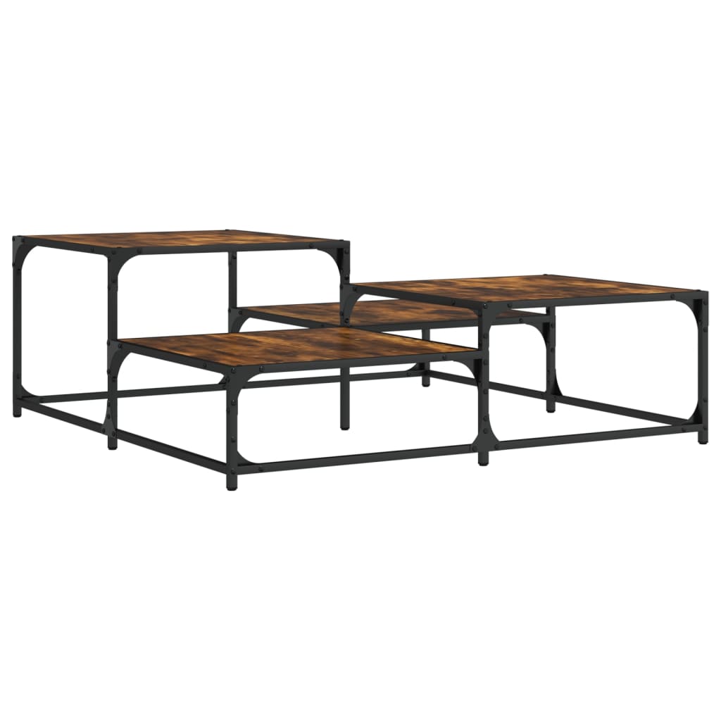 Salontafel 107x107x40 cm bewerkt hout gerookt eikenkleurig is nu te koop bij PeponiXL, paradijselijk wonen!