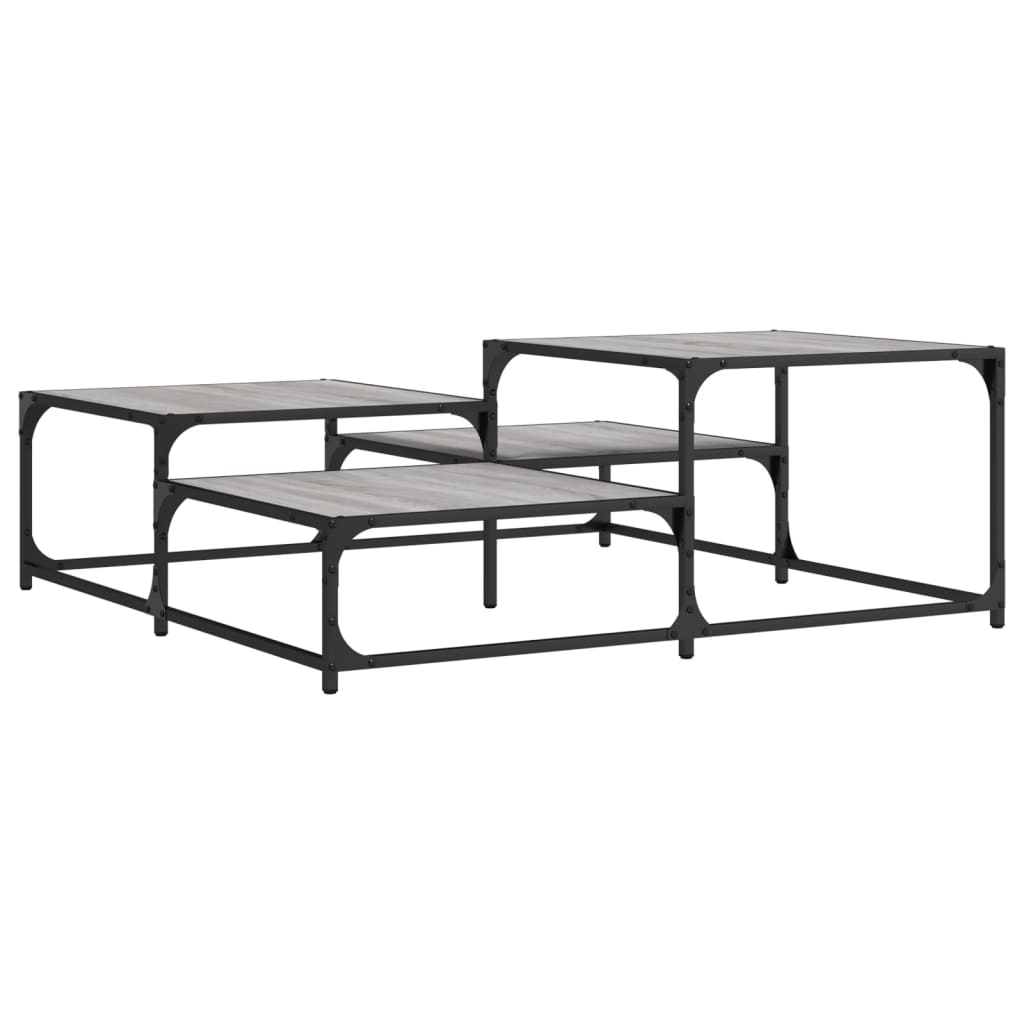 Salontafel 107x107x40 cm bewerkt hout grijs sonoma eikenkleurig is nu te koop bij PeponiXL, paradijselijk wonen!