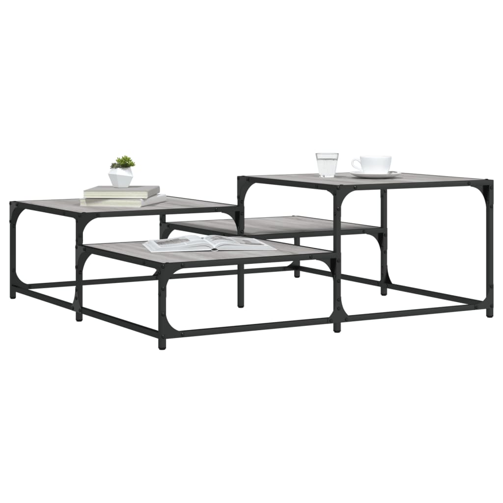 Salontafel 107x107x40 cm bewerkt hout grijs sonoma eikenkleurig is nu te koop bij PeponiXL, paradijselijk wonen!