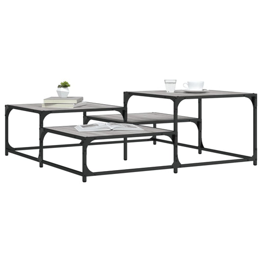 Salontafel 107x107x40 cm bewerkt hout grijs sonoma eikenkleurig is nu te koop bij PeponiXL, paradijselijk wonen!
