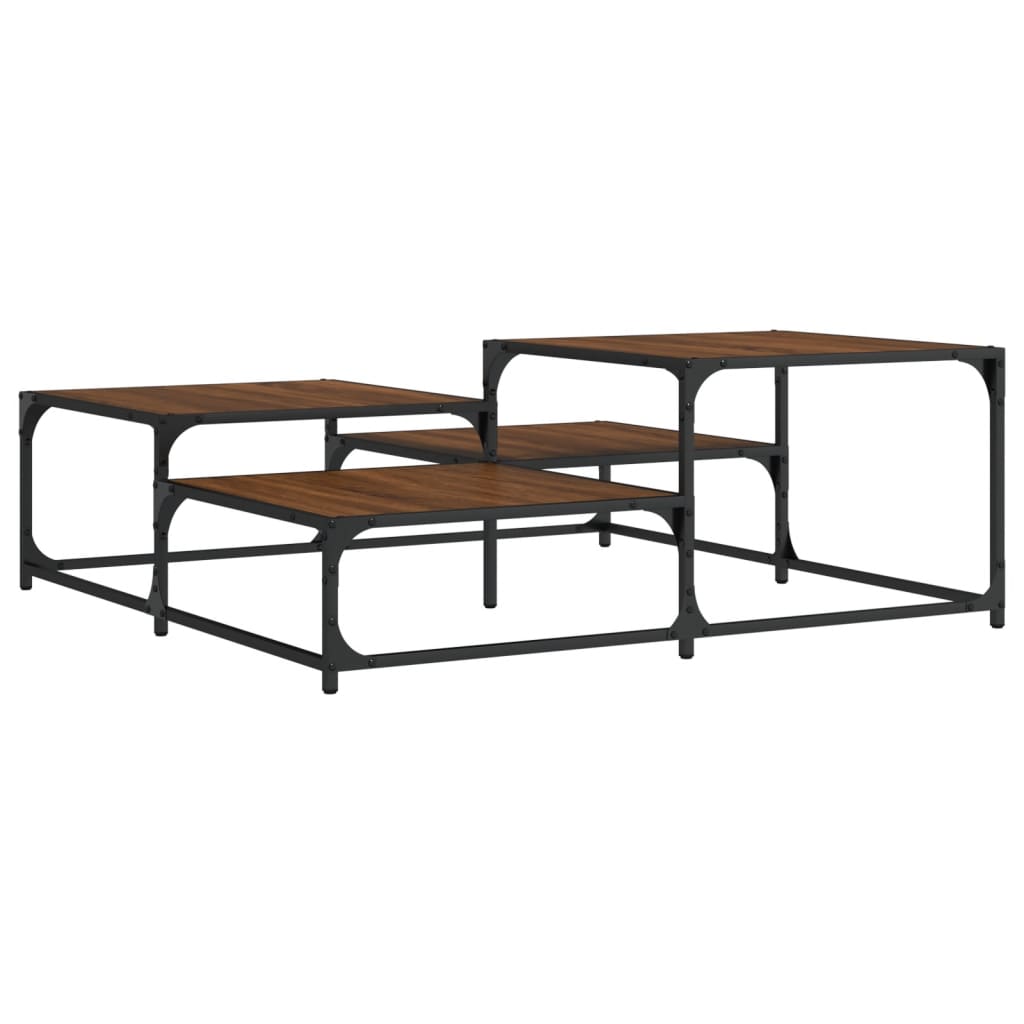 Salontafel 107x107x40 cm bewerkt hout bruin eikenkleur is nu te koop bij PeponiXL, paradijselijk wonen!