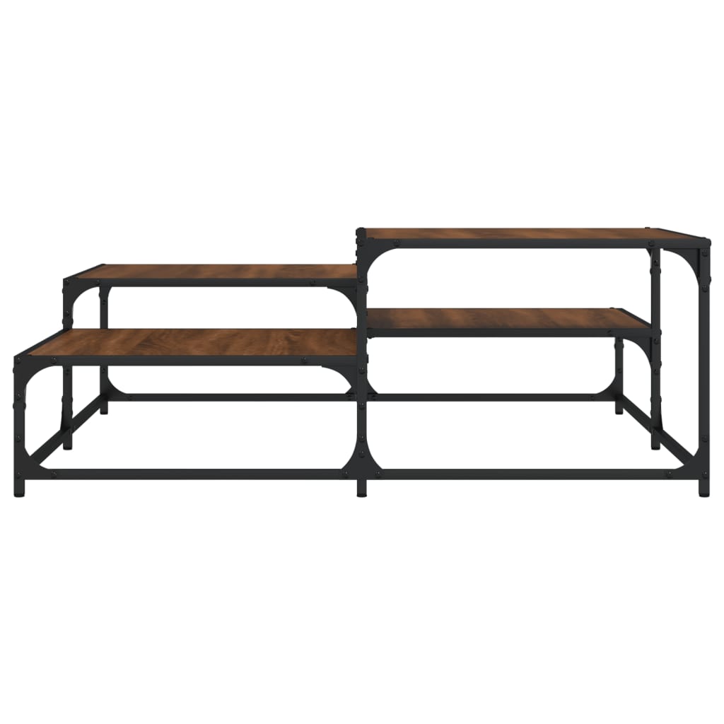 Salontafel 107x107x40 cm bewerkt hout bruin eikenkleur is nu te koop bij PeponiXL, paradijselijk wonen!