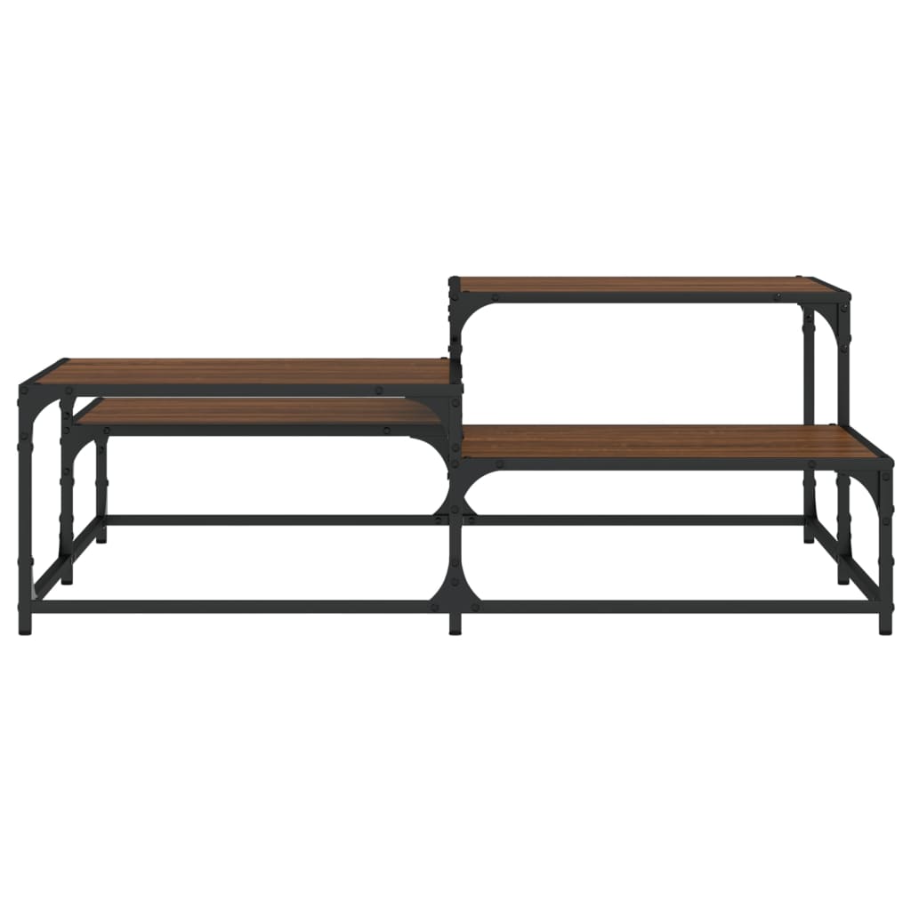 Salontafel 107x107x40 cm bewerkt hout bruin eikenkleur is nu te koop bij PeponiXL, paradijselijk wonen!