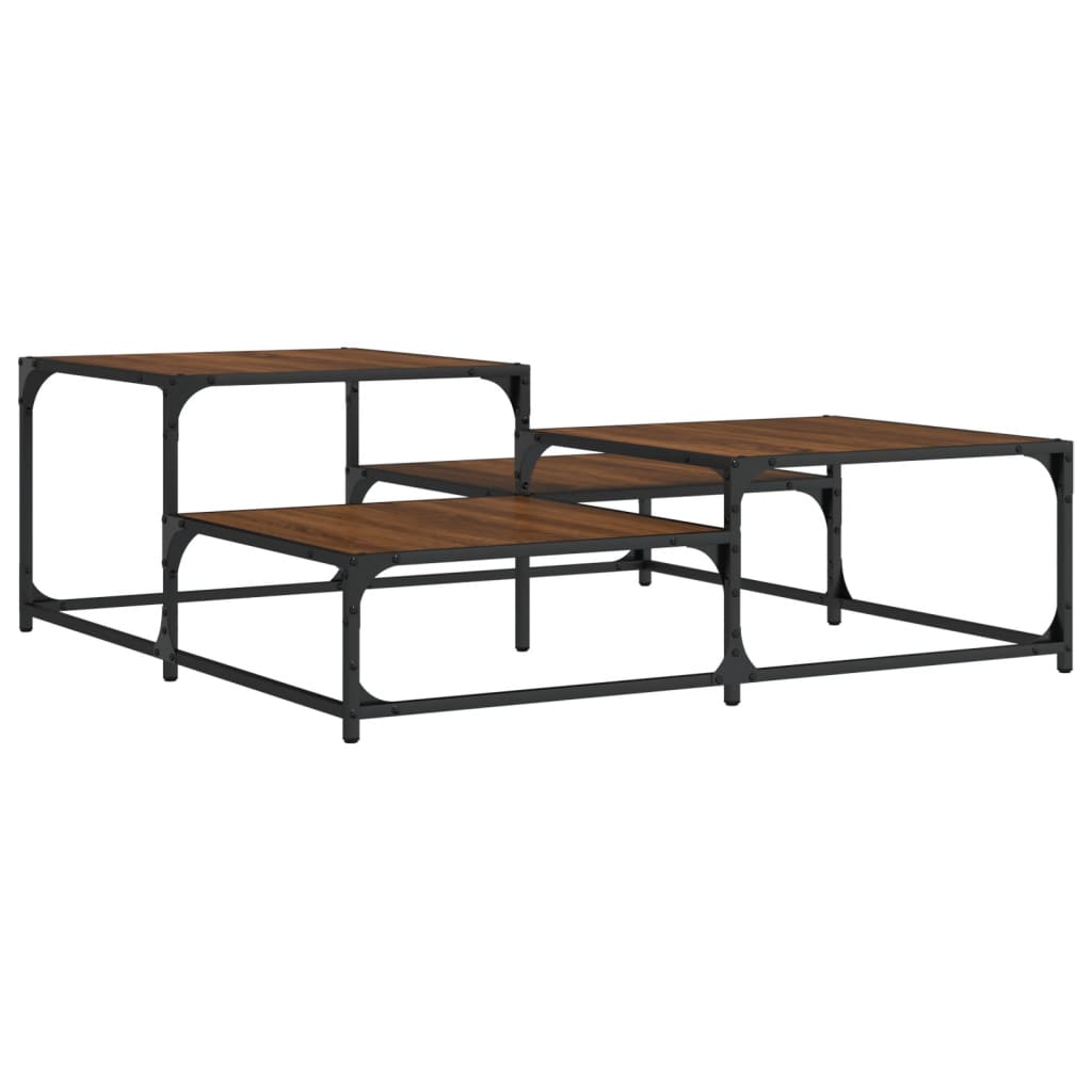 Salontafel 107x107x40 cm bewerkt hout bruin eikenkleur is nu te koop bij PeponiXL, paradijselijk wonen!