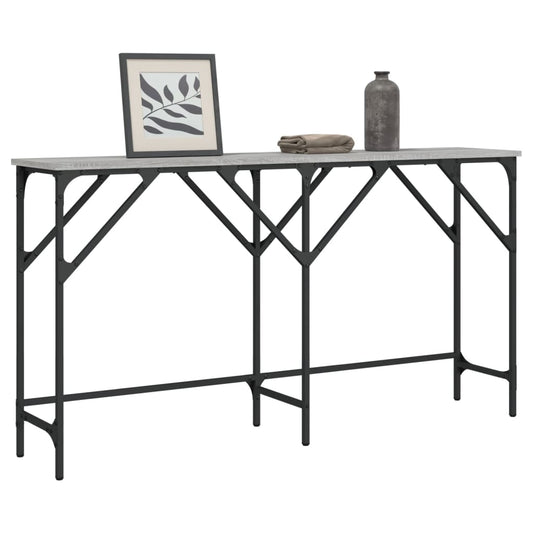 Wandtafel 140x29x75 cm bewerkt hout grijs sonoma eikenkleurig is nu te koop bij PeponiXL, paradijselijk wonen!