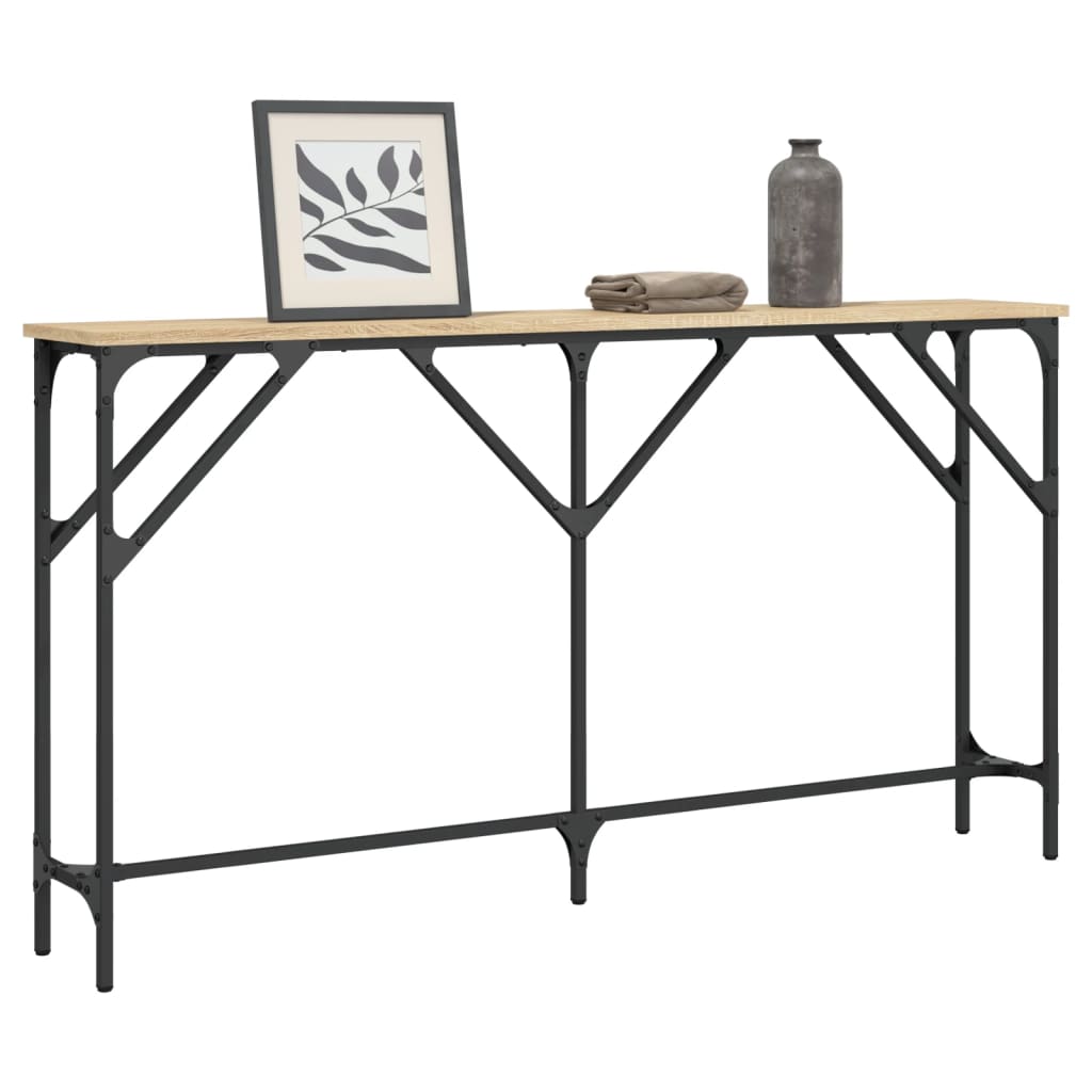 Wandtafel 140x23x75 cm bewerkt hout sonoma eikenkleurig is nu te koop bij PeponiXL, paradijselijk wonen!