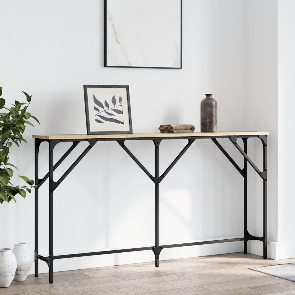Wandtafel 140x23x75 cm bewerkt hout sonoma eikenkleurig is nu te koop bij PeponiXL, paradijselijk wonen!