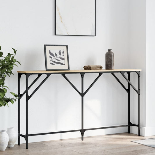 Wandtafel 140x23x75 cm bewerkt hout sonoma eikenkleurig is nu te koop bij PeponiXL, paradijselijk wonen!