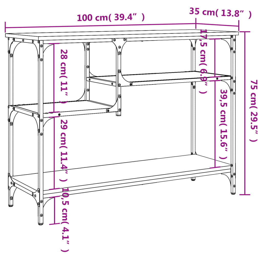 Wandtafel met schappen 100x35x75 cm zwart is nu te koop bij PeponiXL, paradijselijk wonen!