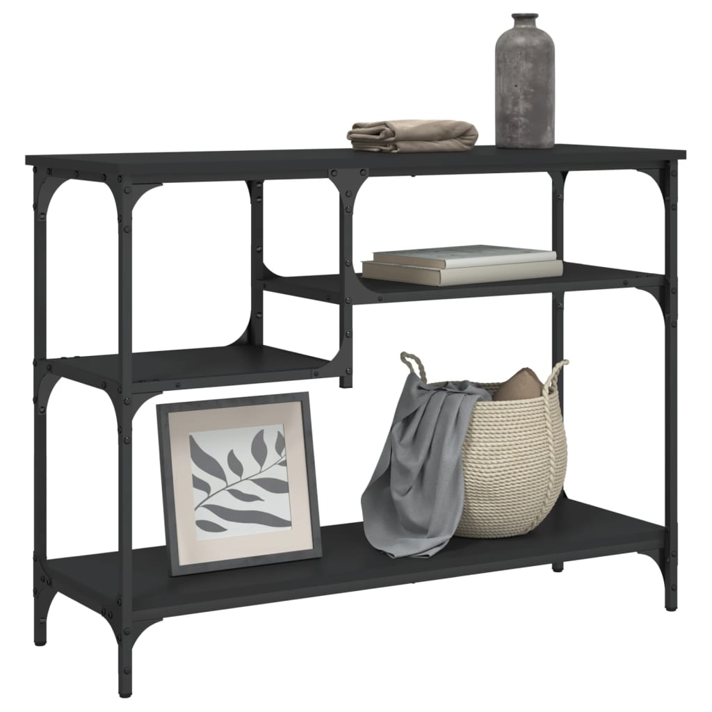 Wandtafel met schappen 100x35x75 cm zwart is nu te koop bij PeponiXL, paradijselijk wonen!