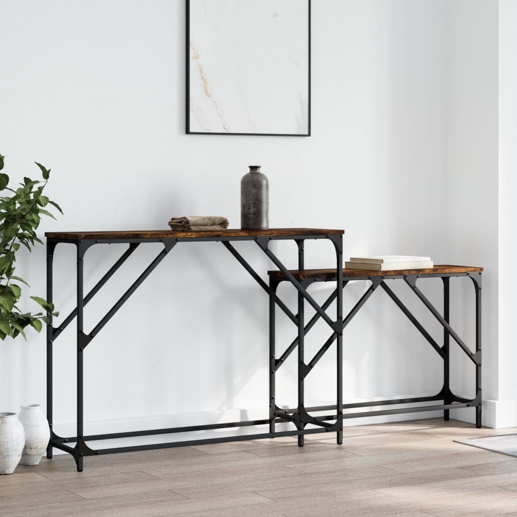 2-delige Tafeltjesset bewerkt hout gerookt eikenkleurig is nu te koop bij PeponiXL, paradijselijk wonen!