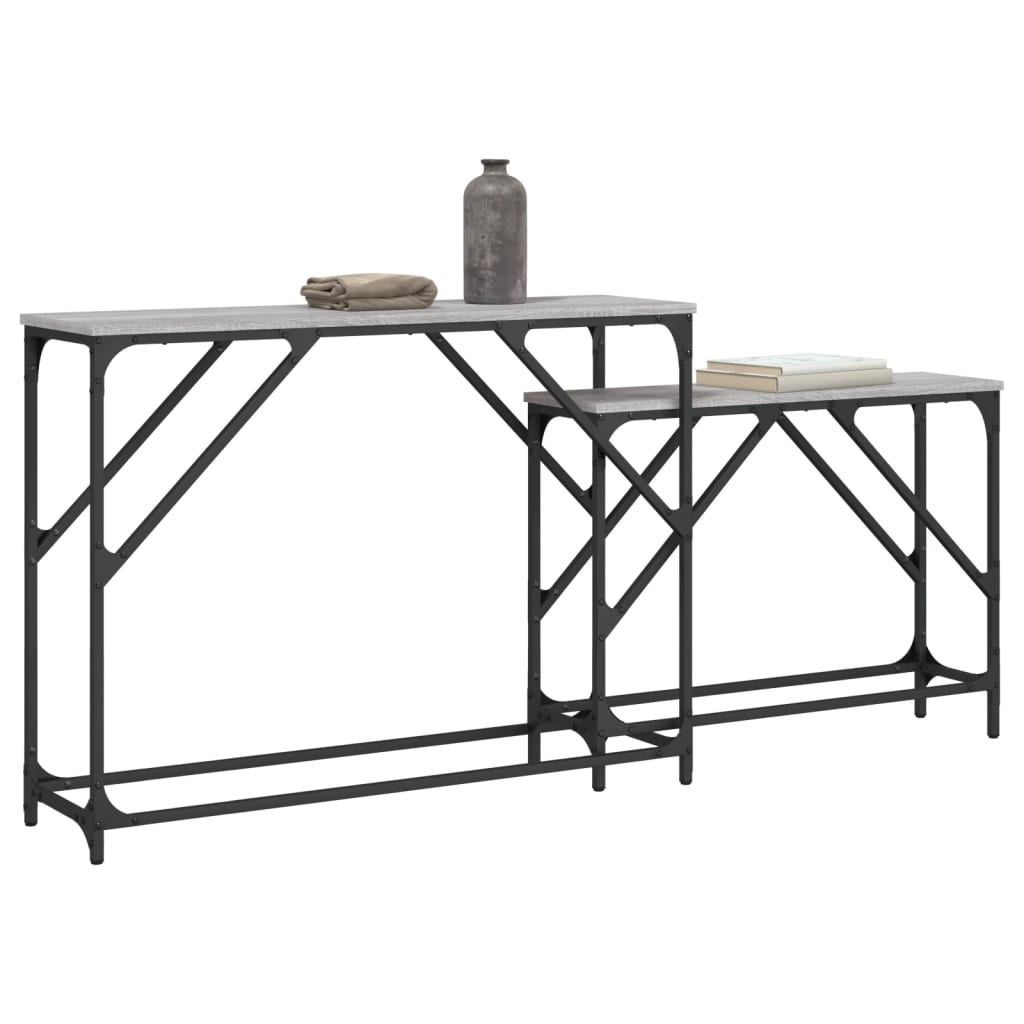 2-delige Tafeltjesset bewerkt hout grijs sonoma eikenkleurig is nu te koop bij PeponiXL, paradijselijk wonen!