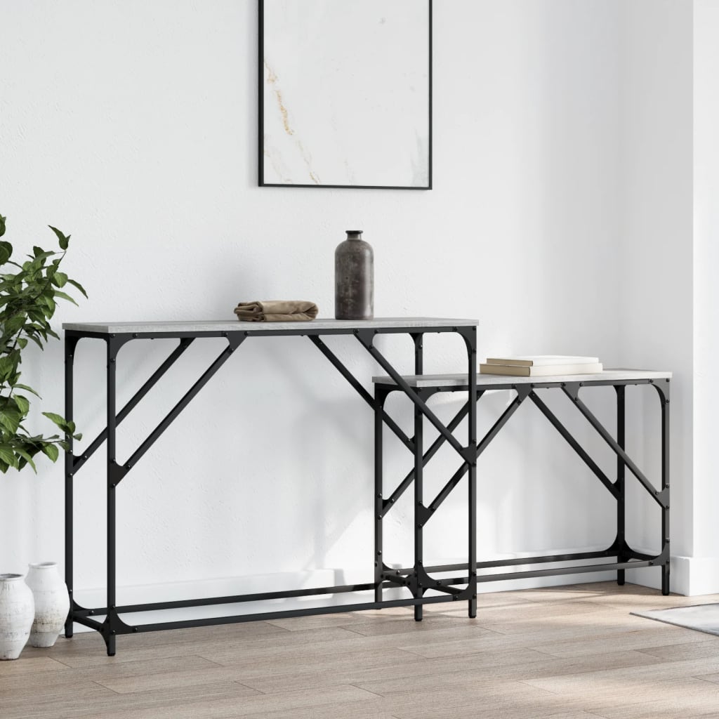 2-delige Tafeltjesset bewerkt hout grijs sonoma eikenkleurig is nu te koop bij PeponiXL, paradijselijk wonen!