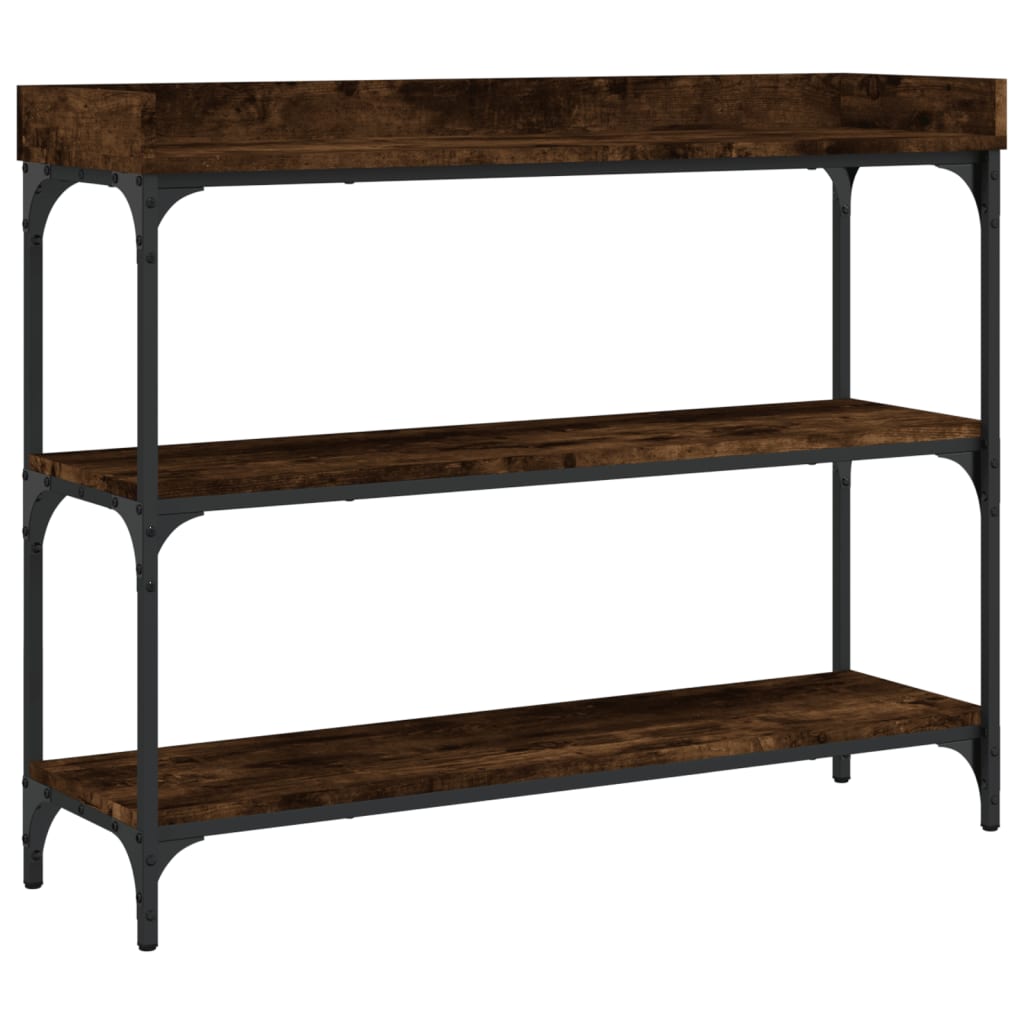 Wandtafel met schappen 100x30x80 cm gerookt eikenkleurig is nu te koop bij PeponiXL, paradijselijk wonen!