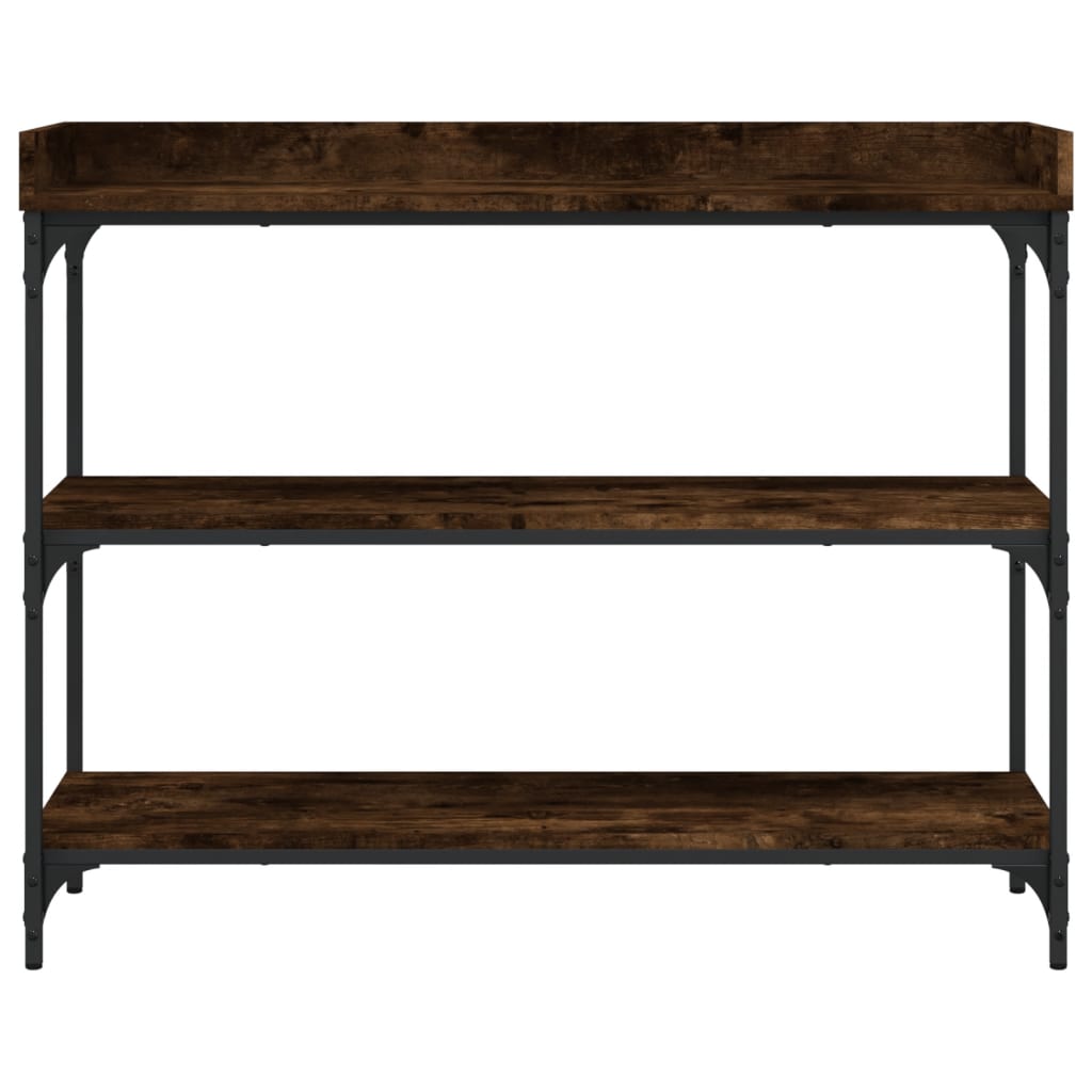 Wandtafel met schappen 100x30x80 cm gerookt eikenkleurig is nu te koop bij PeponiXL, paradijselijk wonen!