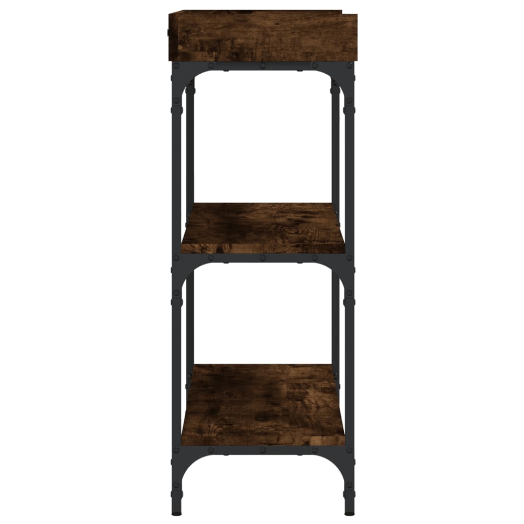Wandtafel met schappen 100x30x80 cm gerookt eikenkleurig is nu te koop bij PeponiXL, paradijselijk wonen!