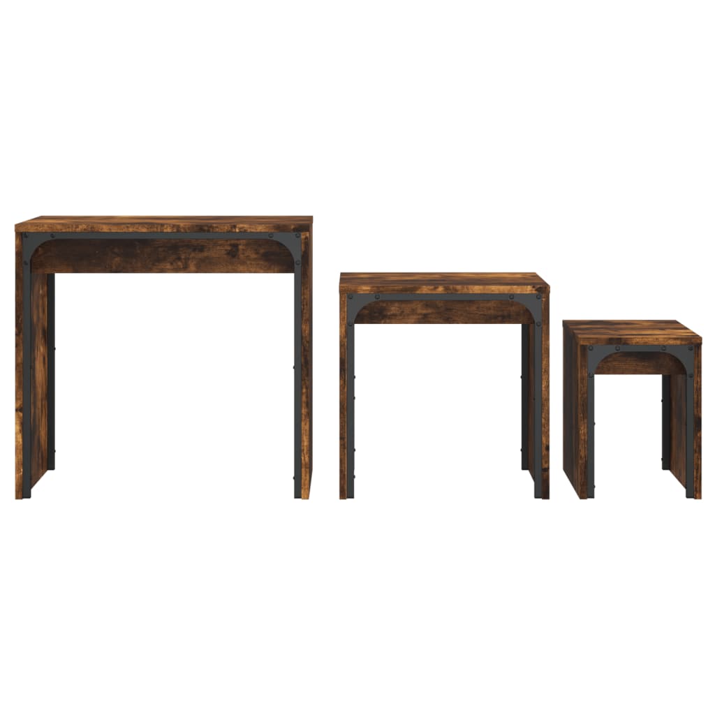 3-delige Tafeltjesset bewerkt hout gerookt eikenkleurig is nu te koop bij PeponiXL, paradijselijk wonen!