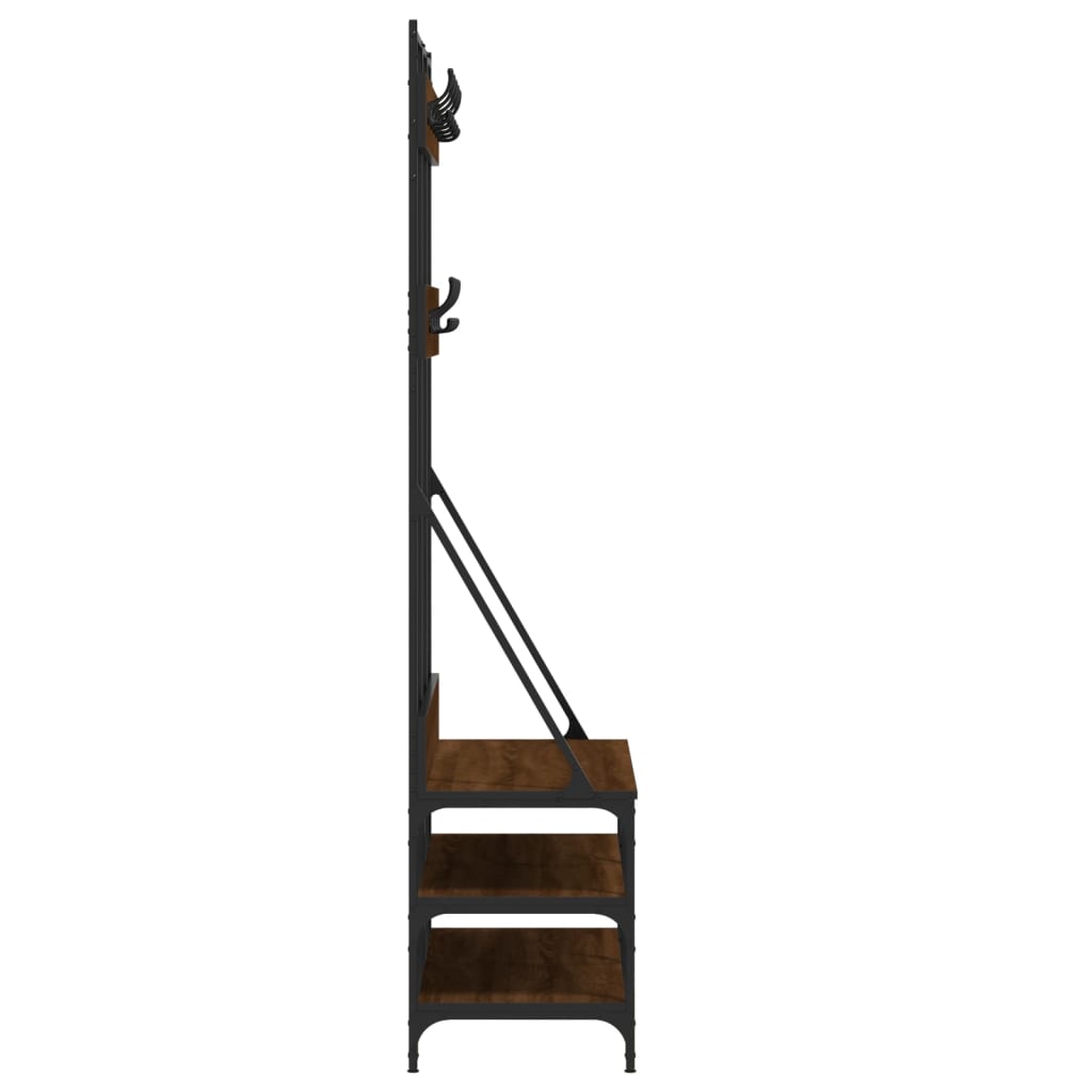 Kledingrek met schoenenrek 100x40x184 cm bruin eikenkleur is nu te koop bij PeponiXL, paradijselijk wonen!