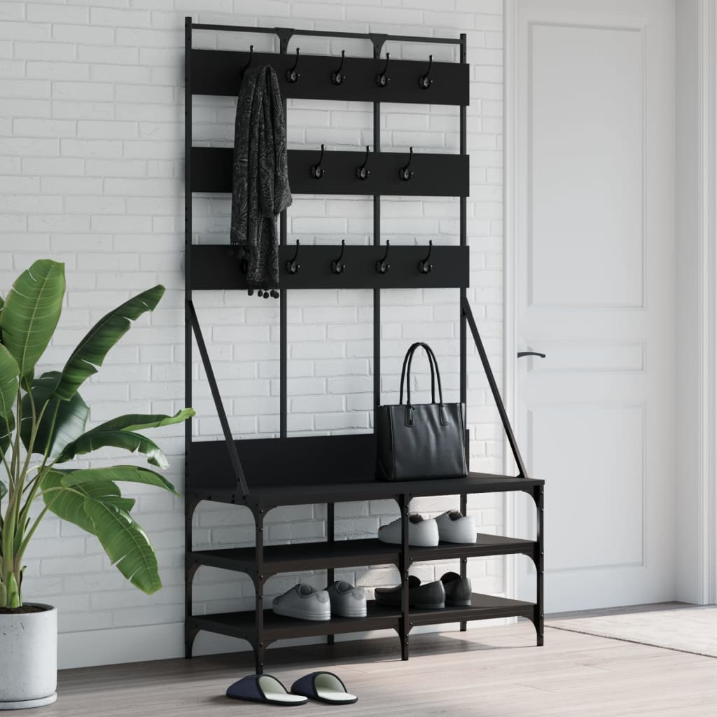 Kledingrek met schoenenrek 100x40x184 cm zwart is nu te koop bij PeponiXL, paradijselijk wonen!