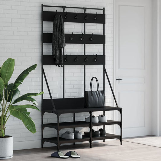 Kledingrek met schoenenrek 100x40x184 cm zwart is nu te koop bij PeponiXL, paradijselijk wonen!