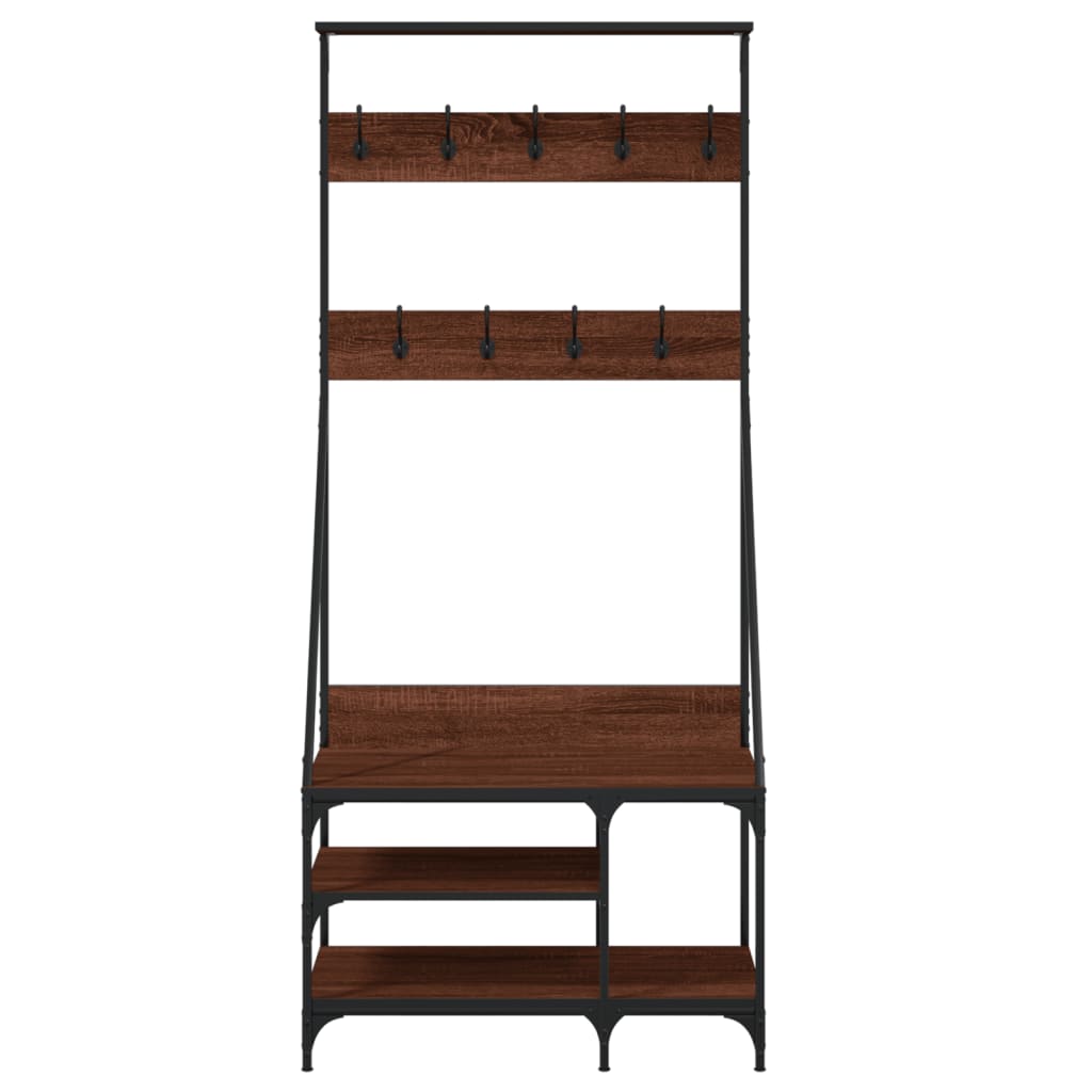 Kledingrek met schoenenrek 80x40x184 cm bruin eikenkleur is nu te koop bij PeponiXL, paradijselijk wonen!