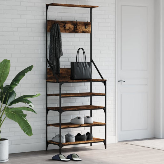 Kledingrek met schoenenrek 70x34x184 cm gerookt eikenkleurig is nu te koop bij PeponiXL, paradijselijk wonen!