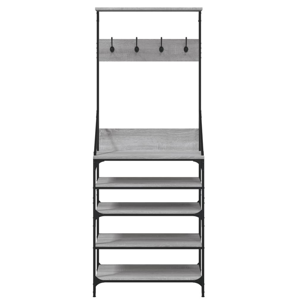 Kledingrek met schoenenrek 70x34x184 cm grijs sonoma eikenkleur is nu te koop bij PeponiXL, paradijselijk wonen!