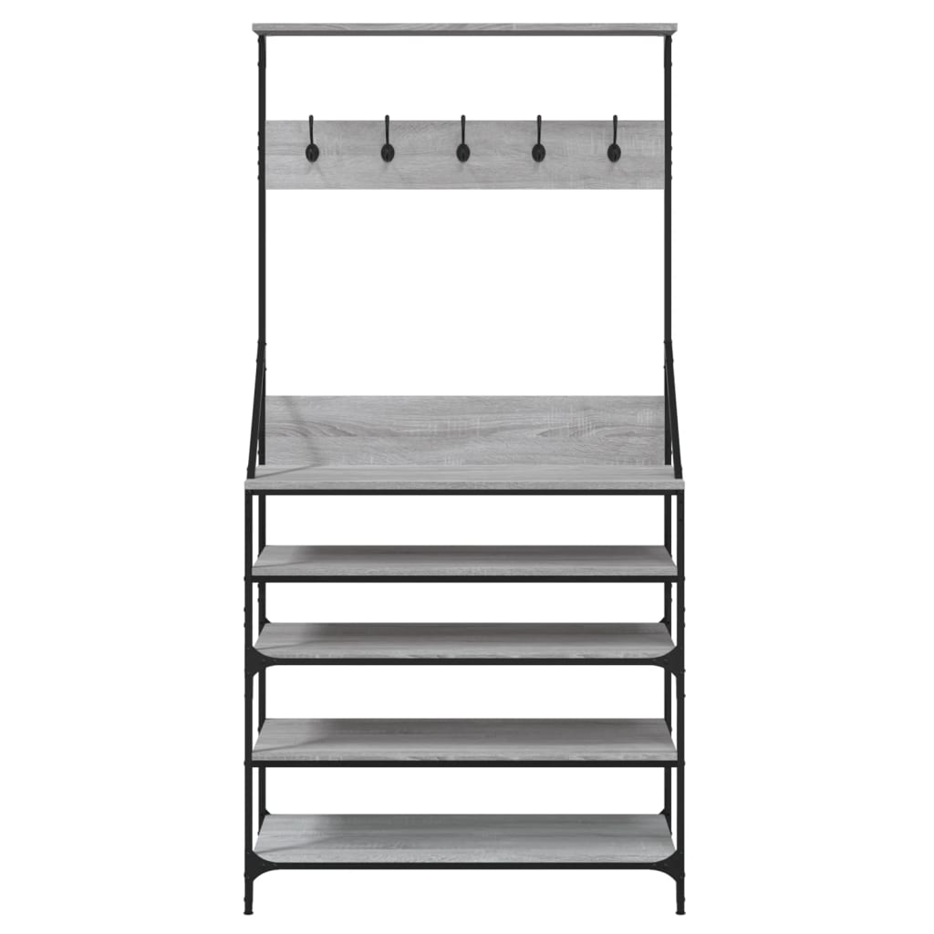 Kledingrek met schoenenrek 90x34x184 cm grijs sonoma eikenkleur is nu te koop bij PeponiXL, paradijselijk wonen!