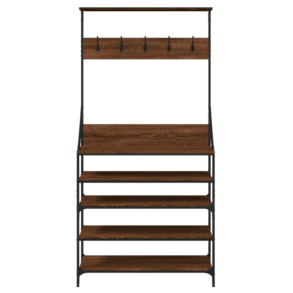Kledingrek met schoenenrek 90x34x184 cm bruin eikenkleur is nu te koop bij PeponiXL, paradijselijk wonen!