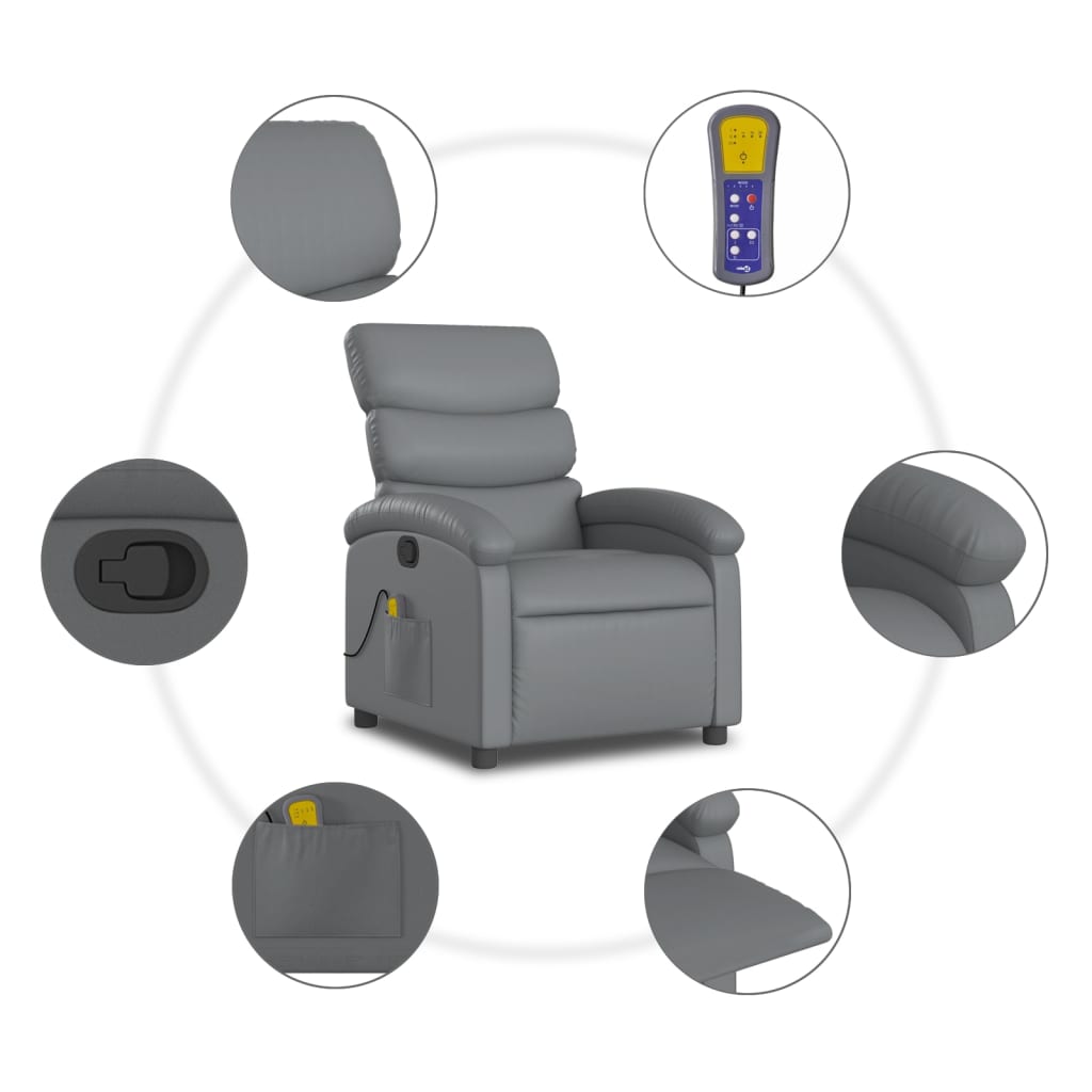 Massagestoel verstelbaar kunstleer grijs is nu te koop bij PeponiXL, paradijselijk wonen!