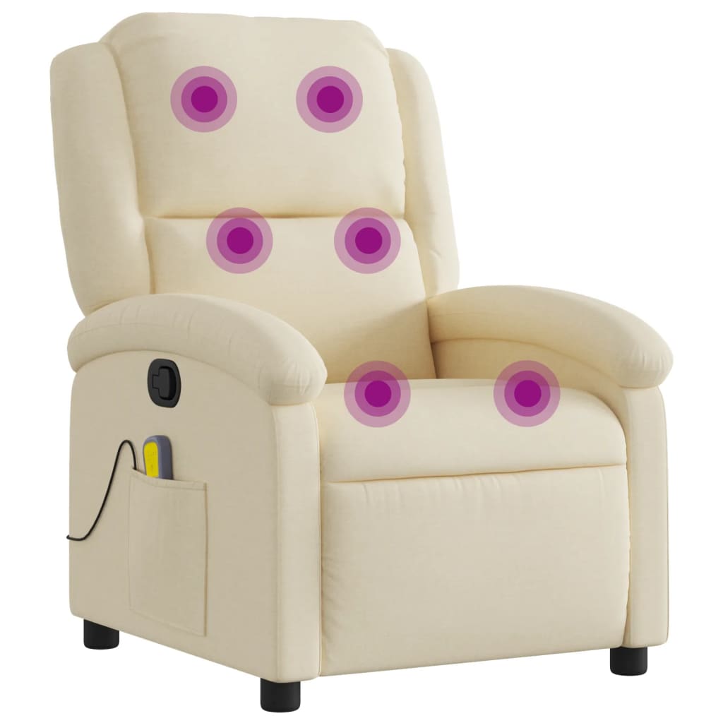 Massagestoel verstelbaar stof crèmekleurig is nu te koop bij PeponiXL, paradijselijk wonen!