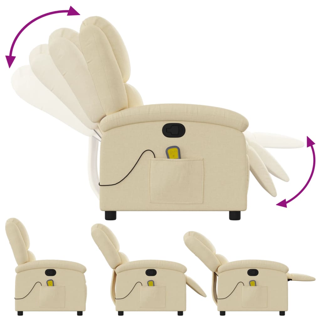 Massagestoel verstelbaar stof crèmekleurig is nu te koop bij PeponiXL, paradijselijk wonen!