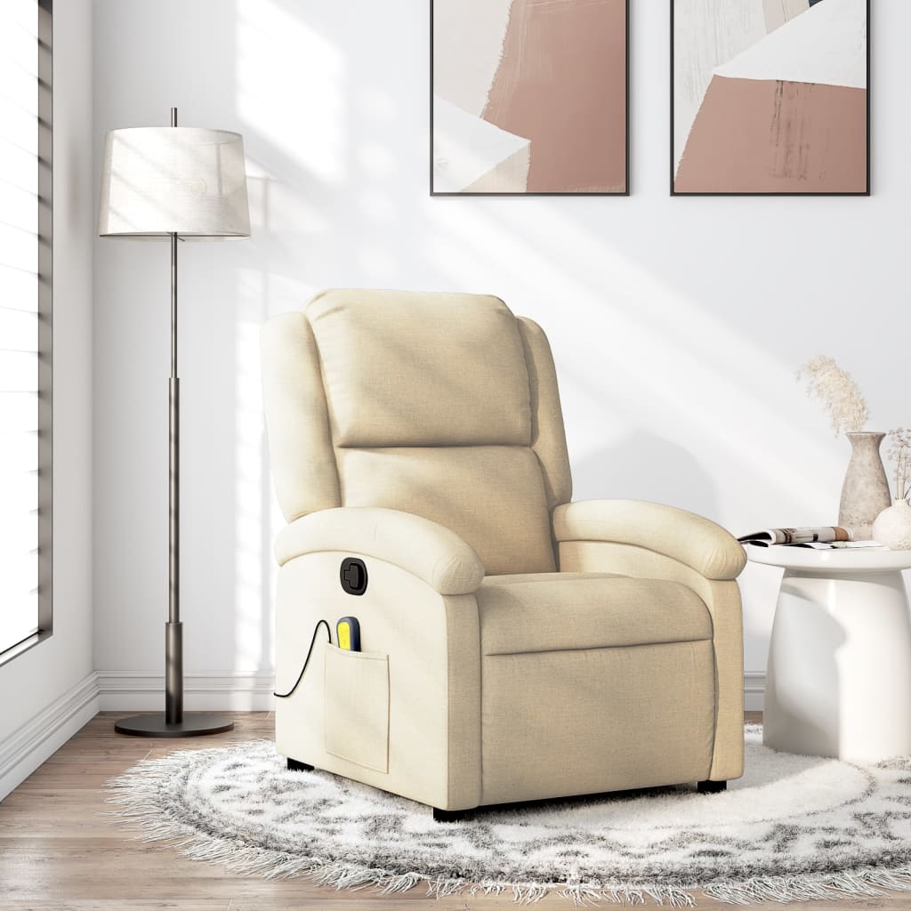 Massagestoel verstelbaar stof crèmekleurig is nu te koop bij PeponiXL, paradijselijk wonen!