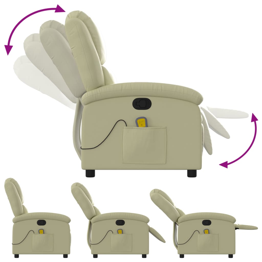 Massagestoel echt leer crèmekleurig is nu te koop bij PeponiXL, paradijselijk wonen!