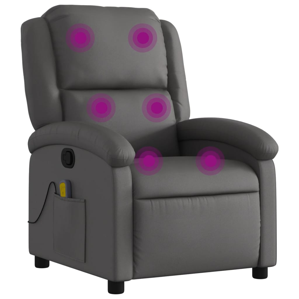 Massagestoel echt leer grijs is nu te koop bij PeponiXL, paradijselijk wonen!
