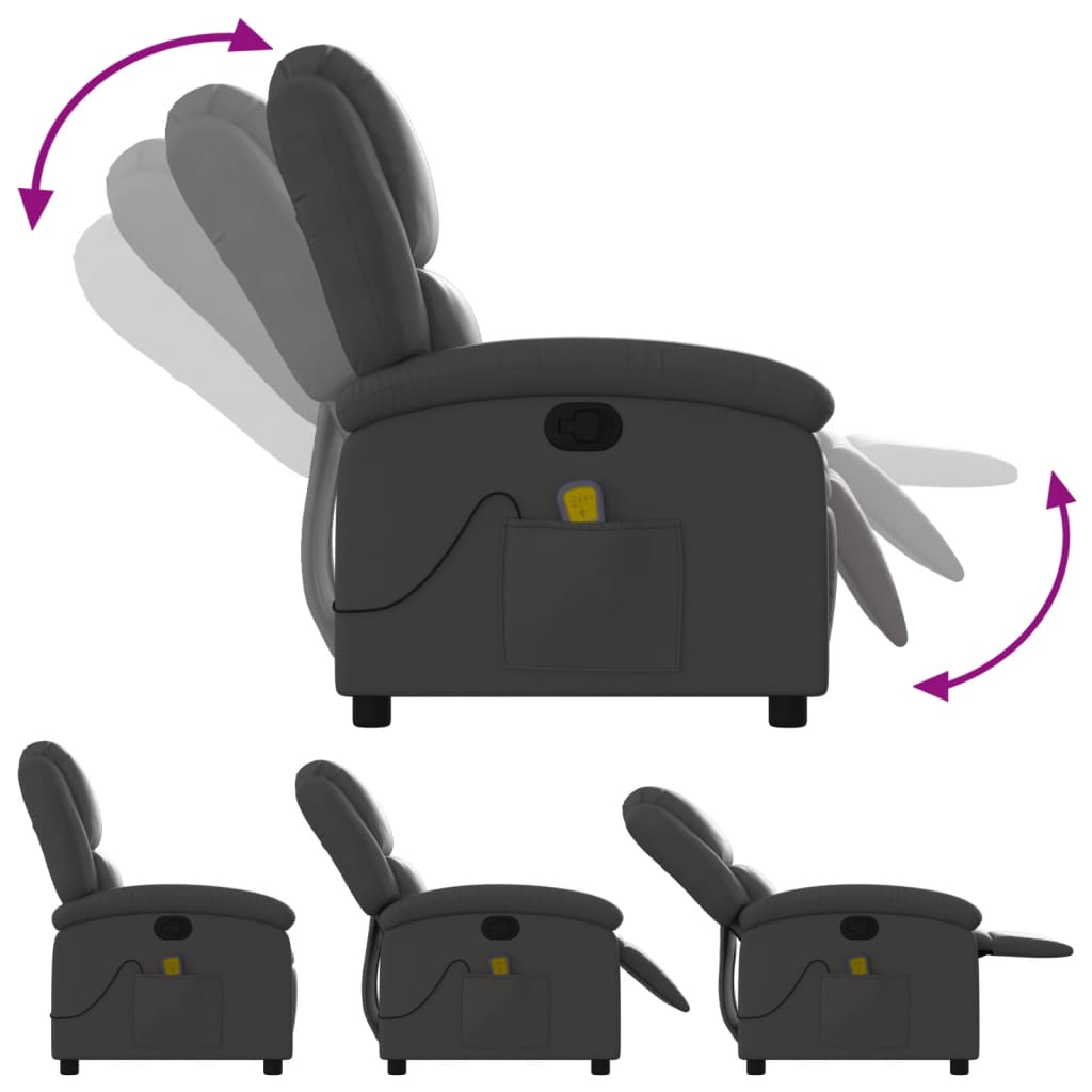 Massagestoel echt leer grijs is nu te koop bij PeponiXL, paradijselijk wonen!