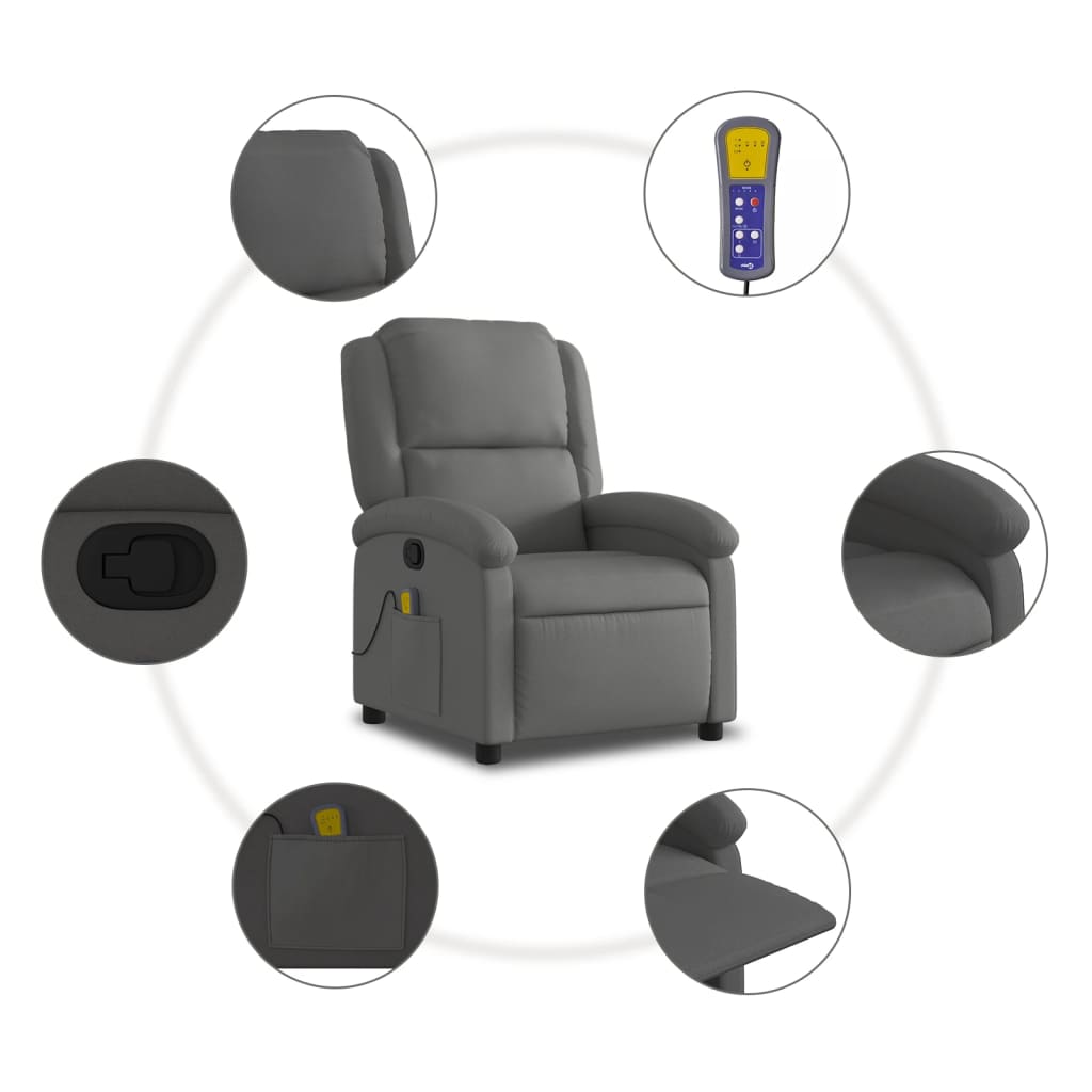 Massagestoel echt leer grijs is nu te koop bij PeponiXL, paradijselijk wonen!