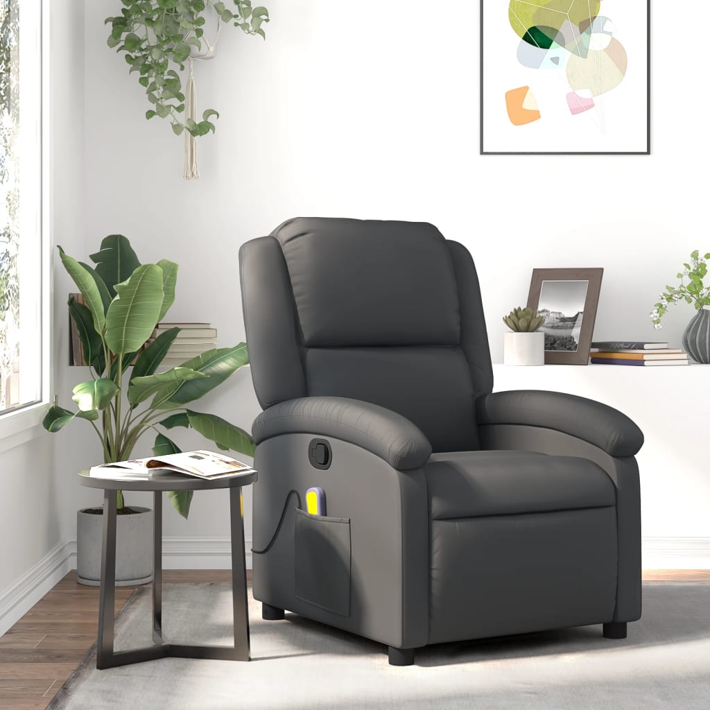 Massagestoel echt leer grijs is nu te koop bij PeponiXL, paradijselijk wonen!