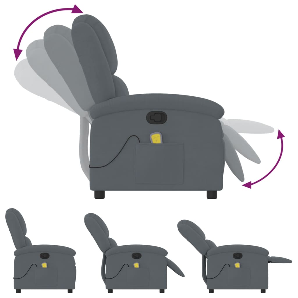 Massagestoel verstelbaar fluweel donkergrijs is nu te koop bij PeponiXL, paradijselijk wonen!