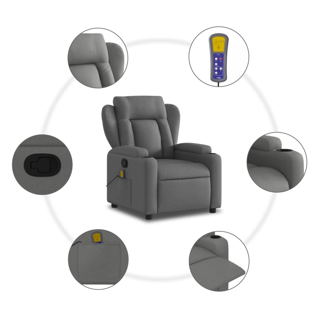 Massagestoel verstelbaar stof donkergrijs is nu te koop bij PeponiXL, paradijselijk wonen!