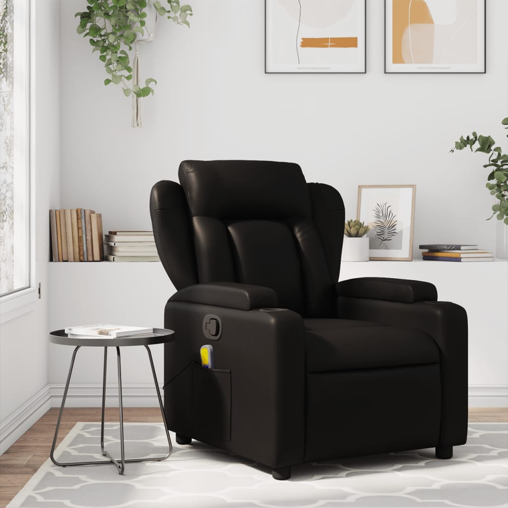 Massagestoel verstelbaar kunstleer zwart is nu te koop bij PeponiXL, paradijselijk wonen!